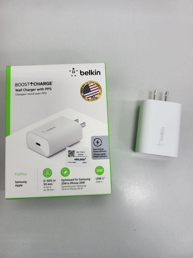 Củ sạc nhanh Belkin 25W USB-C chuẩn PD/PPS 1 cổng - Chính Hãng