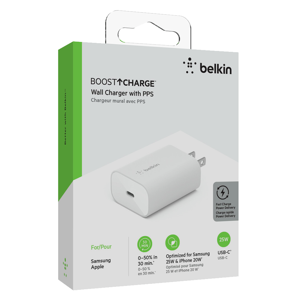 Củ sạc nhanh Belkin 25W USB-C chuẩn PD/PPS 1 cổng - Chính Hãng