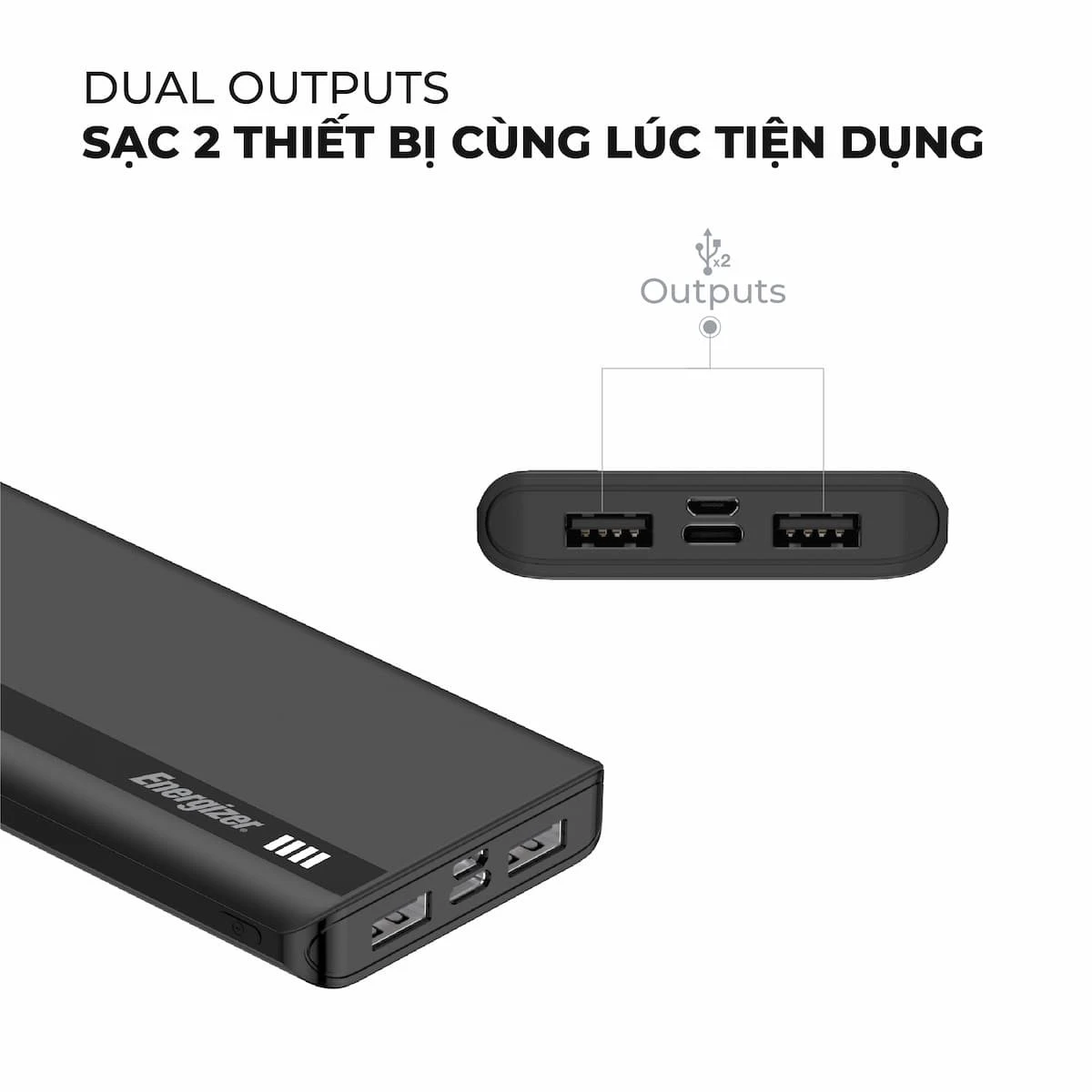Sạc dự phòng Energizer 10,000mAh /3.7V Li-Polymer - UE10052 - Chính hãng