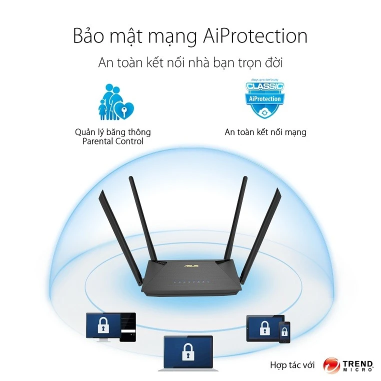 Router Wifi 6 băng tần kép Asus RT-AX53U AX1800