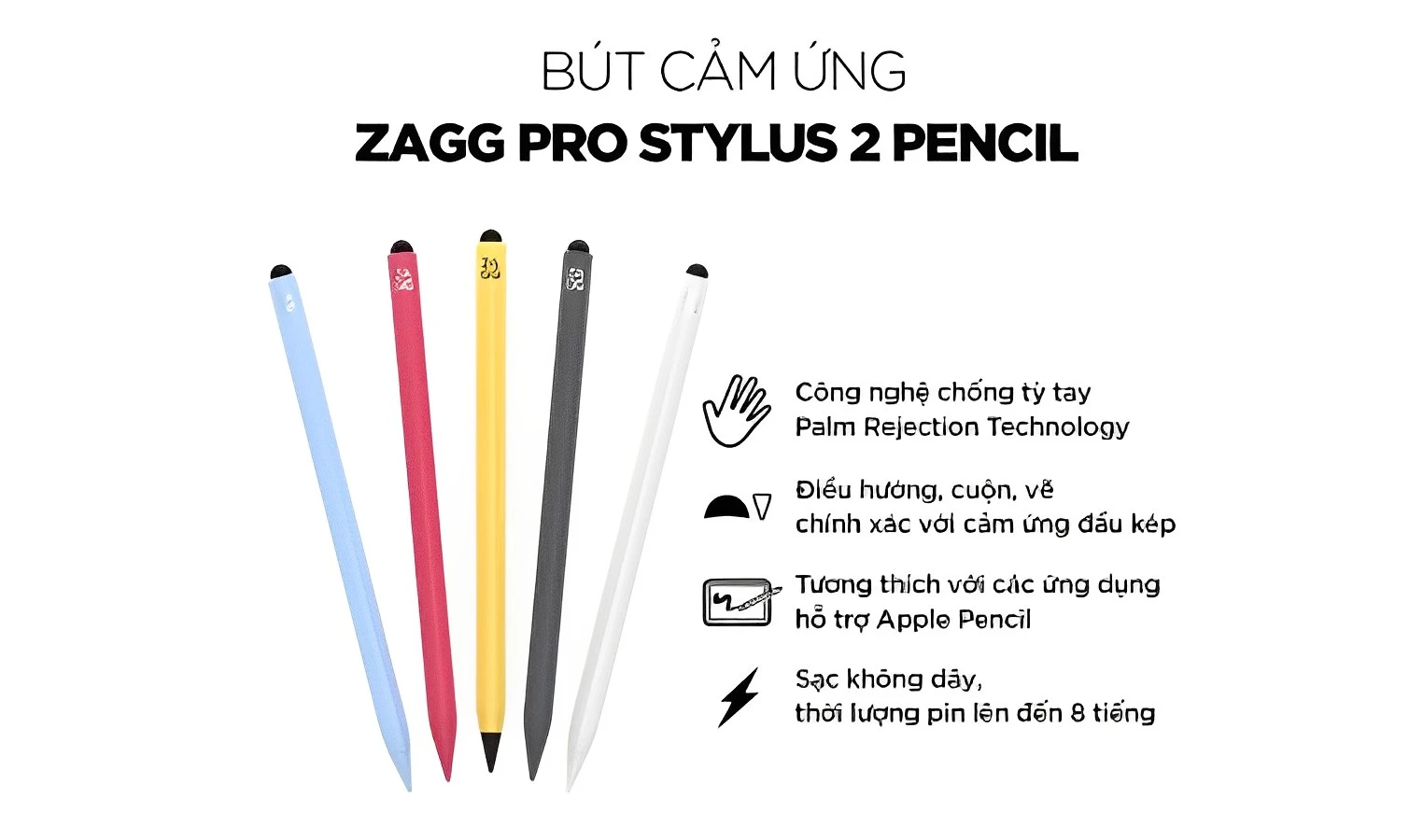 Bút cảm ứng ZAGG Pro Stylus 2 Pencil - Chính hãng