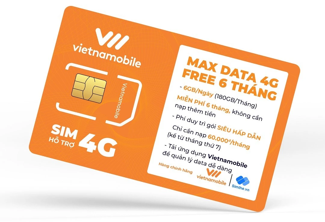 SIM Vietnamobile Max Data 6M