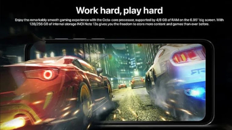INOI Note 13s Chip Unisoc T606, 8 nhân, lõi Cortex-A75, GPU Mali-G57 MC2.