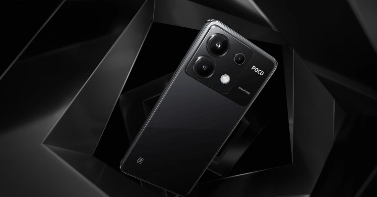 POCO X6 5G Hệ thống 3 camera chính 64MP, góc rộng 8MP, cận cảnh 2MP, quay video lên đến 4K.