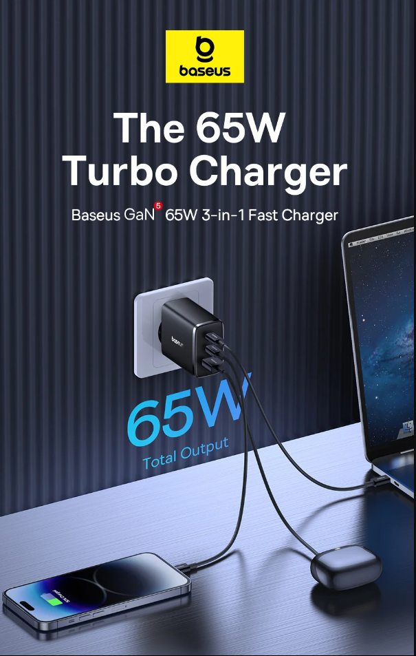Củ Sạc Baseus Cube Pro Fast Charger 2C+U 65W CN Cluster - Chính hãng