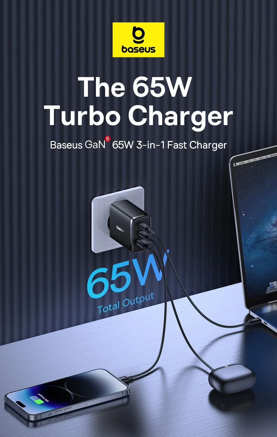 Củ Sạc Nhanh Baseus Cube Pro Fast Charger 2C+U 65W