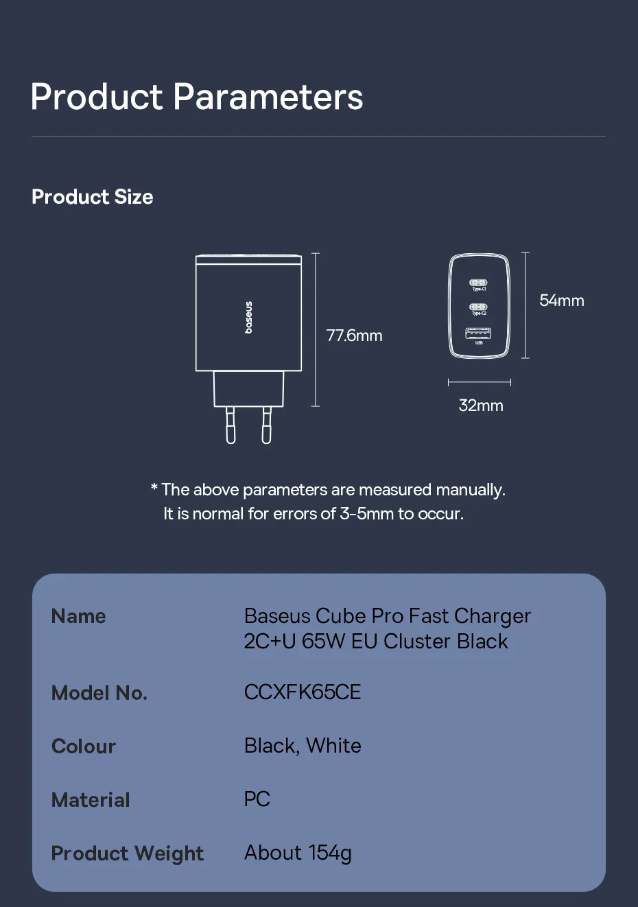 Củ Sạc Nhanh Baseus Cube Pro Fast Charger 2C+U 65W