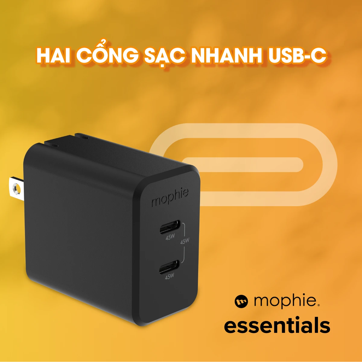 Sạc Mophie Essentials PD 45W 2C GaN