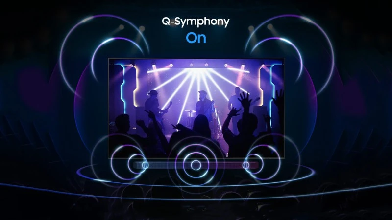 Công nghệ Q-Symphony đồng bộ loa và tivi. Công nghệ Q-Symphony đồng bộ loa và tivi.