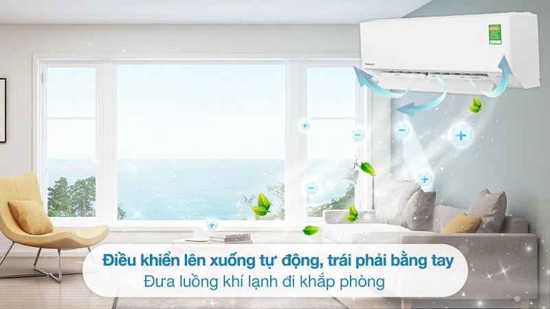 Cơ chế gió thổi tự động trên điều hòa Panasonic Inverter 12.000 BTU (1.5 HP) CU/CS-YZ12AKH-8 Cơ chế gió thổi tự động trên điều hòa Panasonic Inverter 12.000 BTU (1.5 HP) CU/CS-YZ12AKH-8
