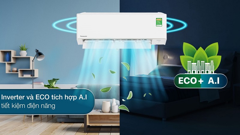Máy lạnh Panasonic Inverter 12.000 BTU (1.5 HP) CU/CS-YZ12AKH-8 trang bị công nghệ Inverter và ECO tích hợp AI