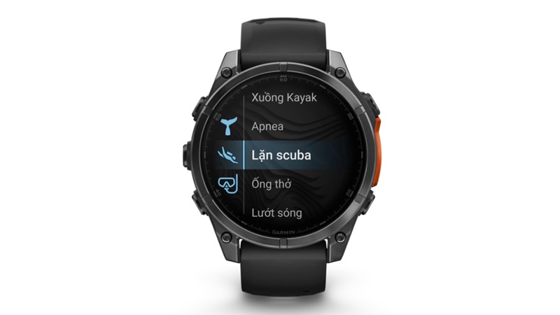 Garmin Fenix 8 43mm Sapphire AMOLED Edition tích hợp các tính năng hỗ trợ người dùng trong khi lặn