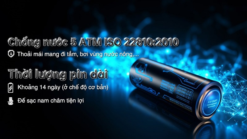 Thời lượng pin bền bỉ lên đến 14 ngày.