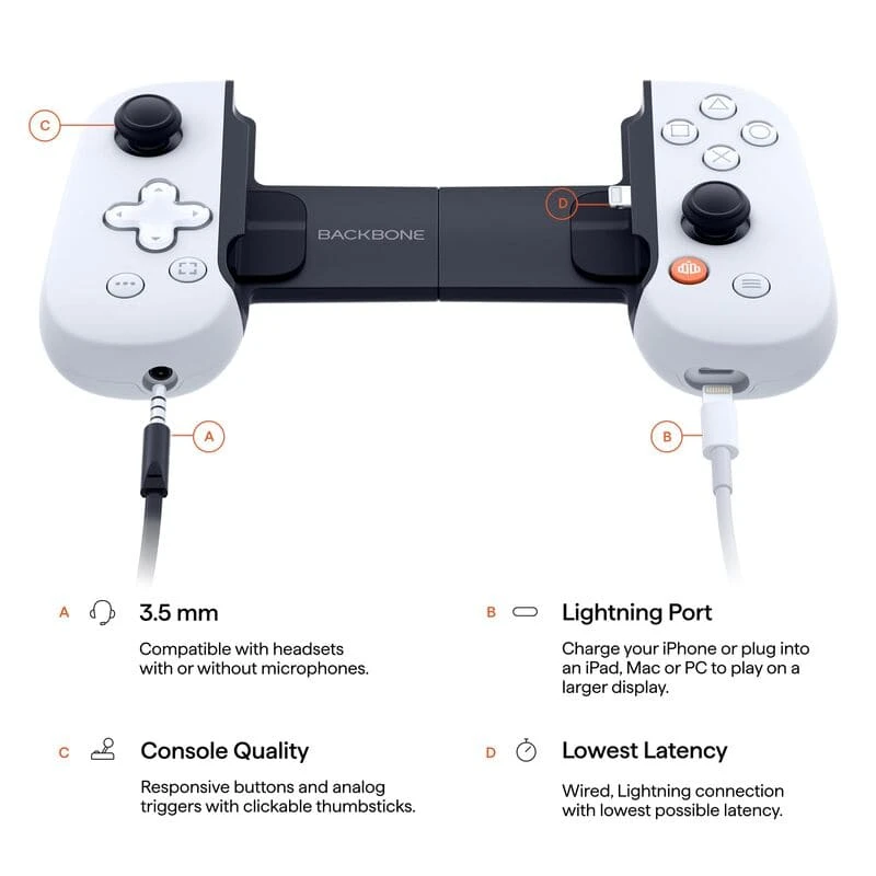 Cổng giao tiếp và tính năng kết nối trên tay cầm Backbone One Lightning - PlayStation Edition Cổng giao tiếp và tính năng kết nối trên tay cầm Backbone One Lightning - PlayStation Edition