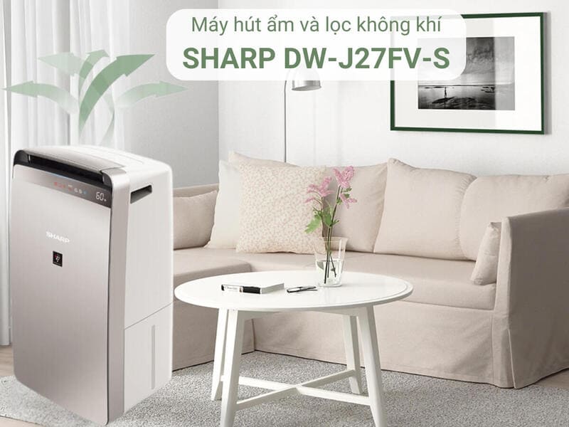 Chế độ hong khô quần áo nhanh chóng trên máy hút ẩm kết hợp lọc khí SHARP DW-J27FV-S