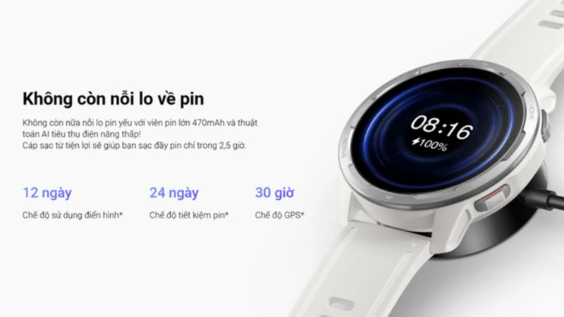 Watch S4 có pin 486 mAh, mang lại thời gian sử dụng lên đến 15 ngày Watch S4 có pin 486 mAh, mang lại thời gian sử dụng lên đến 15 ngày