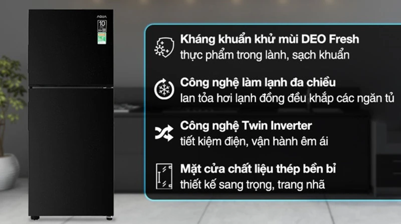 Với thiết kế nhỏ gọn, tủ lạnh Aqua Inverter 189 lít AQR-T220FA(FB) rất phù hợp với những gia đình có không gian bếp khiêm tốn hoặc những căn hộ nhỏ Với thiết kế nhỏ gọn, tủ lạnh Aqua Inverter 189 lít AQR-T220FA(FB) rất phù hợp với những gia đình có không gian bếp khiêm tốn hoặc những căn hộ nhỏ