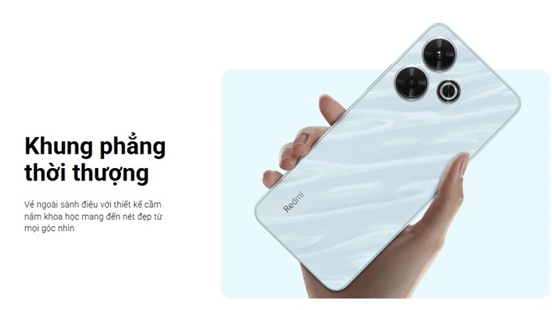 Ngôn ngữ thiết kế tổng thể của Xiaomi Redmi 13 thiên về đơn giản và hiện đại Ngôn ngữ thiết kế tổng thể của Xiaomi Redmi 13 thiên về đơn giản và hiện đại