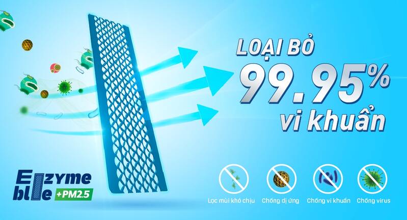 Phin lọc Enzyme Blue loại bỏ vi khuẩn
