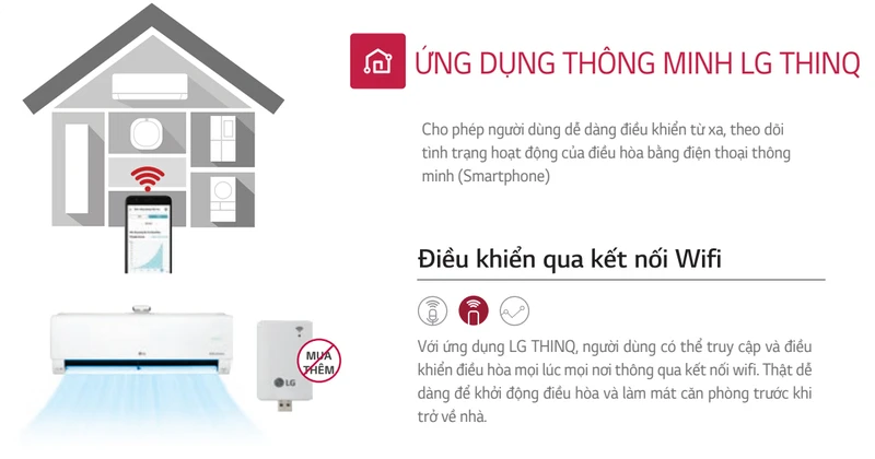 Tích hợp Wi-Fi và công nghệ LG ThinQ. Tích hợp Wi-Fi và công nghệ LG ThinQ.