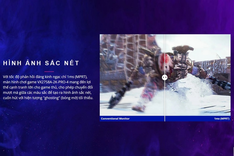 Màn hình gaming ViewSonic VX2758A-2K-PRO-4 có tốc độ phản hồi đáng kinh ngạc 1ms (MPRT)