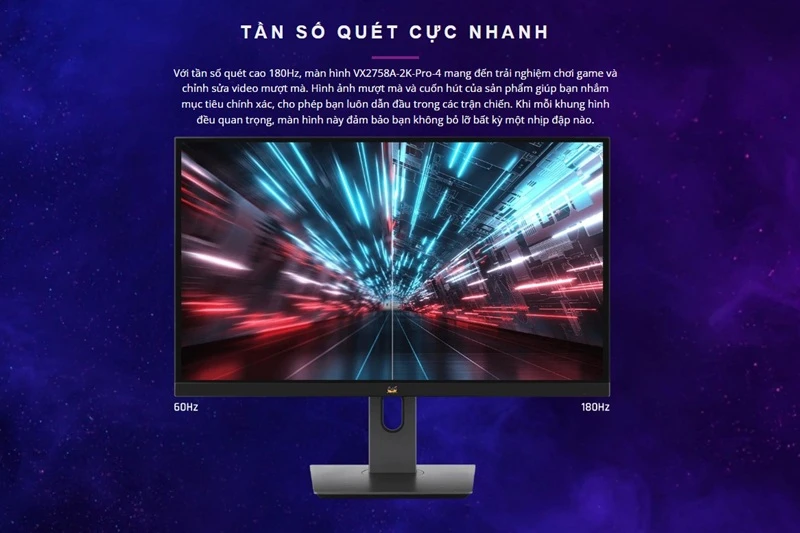 Màn hình gaming ViewSonic VX2758A-2K-PRO-4 có tốc độ làm mới lên tới 180Hz Màn hình gaming ViewSonic VX2758A-2K-PRO-4 có tốc độ làm mới lên tới 180Hz