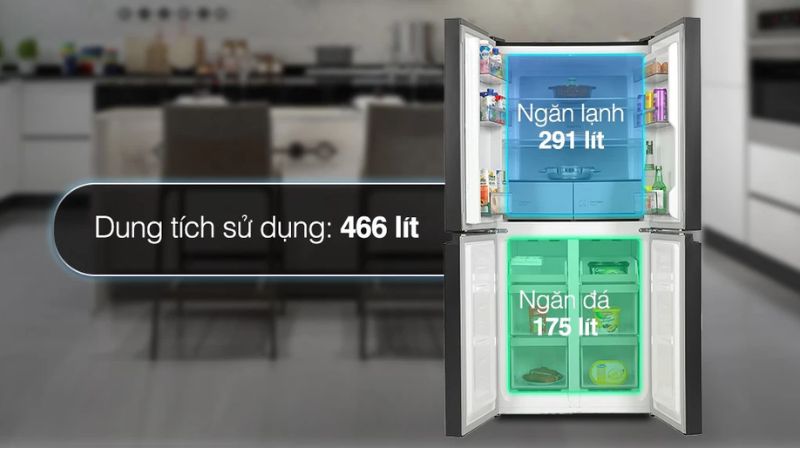 Dung tích sử dụng 466 lít