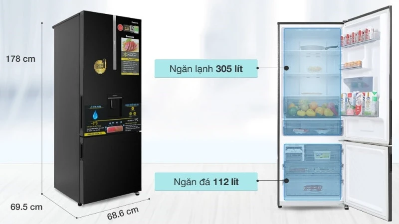 Tổng dung tích 417 lít Tổng dung tích 417 lít
