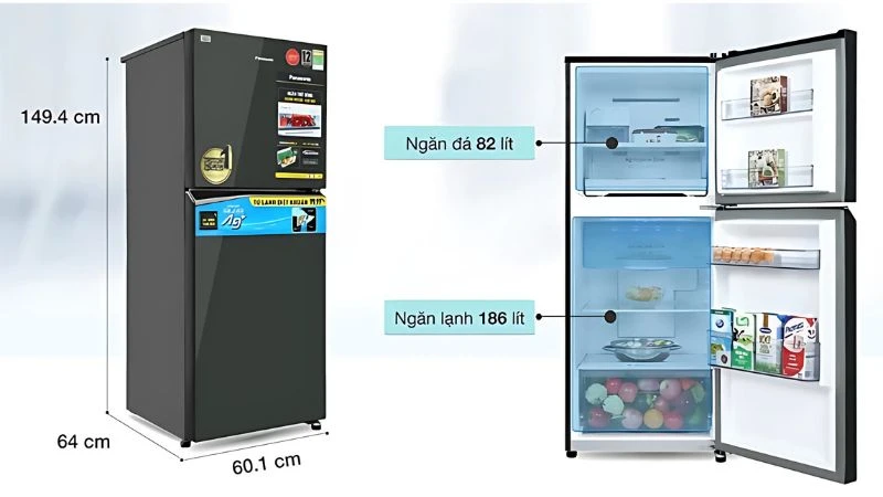 Tổng dung tích tủ lên đến 300 lít Tổng dung tích tủ lên đến 300 lít