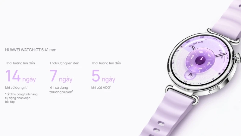 HUAWEI Watch GT 6 41mm có thời lượng pin ấn tượng lên đến 14 ngày, hỗ trợ sạc không dây tiện lợi HUAWEI Watch GT 6 41mm có thời lượng pin ấn tượng lên đến 14 ngày, hỗ trợ sạc không dây tiện lợi