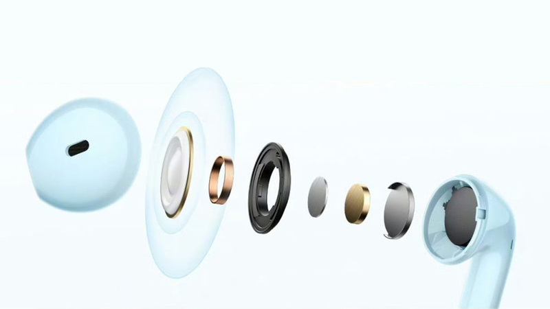 Tai nghe Redmi Buds 8 Active được trang bị hai micro hỗ trợ đàm thoại rõ ràng hơn trong nhiều tình huống sử dụng