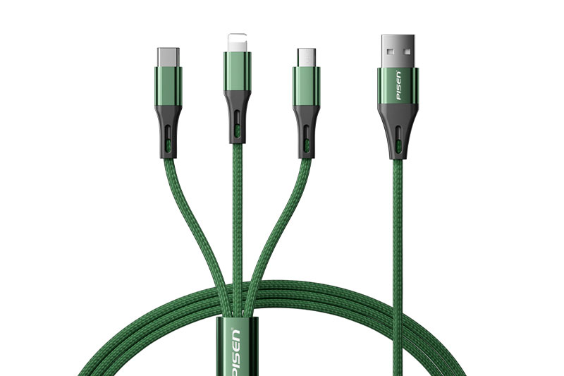 Cáp PISEN - Fast 3-in-1 (Lightning/USB-C/Micro) USB-A Anti-break 1.5m