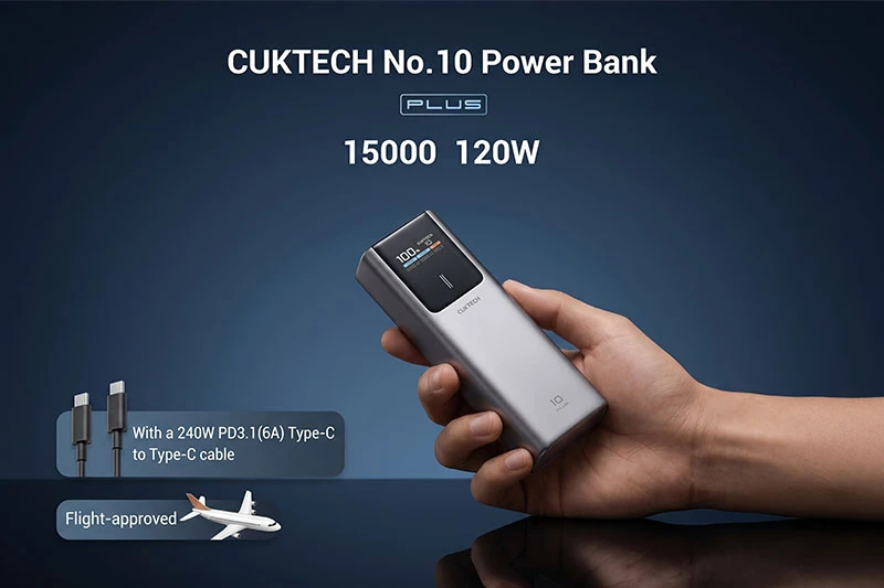 Công suất sạc vào lên đến 100W. Công suất sạc vào lên đến 100W.