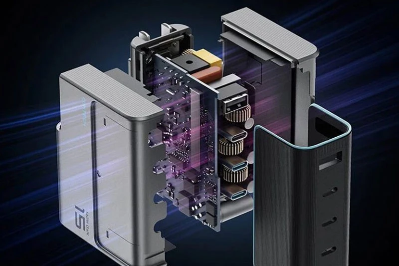GaN giúp bộ sạc nhỏ gọn hơn nhưng vẫn đảm bảo công suất lớn. GaN giúp bộ sạc nhỏ gọn hơn nhưng vẫn đảm bảo công suất lớn.