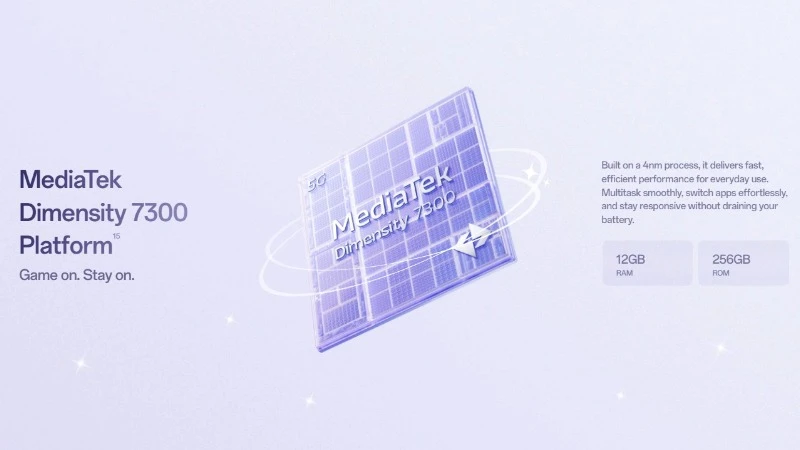 OPPO Reno16 F 5G được trang bị chip MediaTek Dimensity 7300 Energy. OPPO Reno16 F 5G được trang bị chip MediaTek Dimensity 7300 Energy.