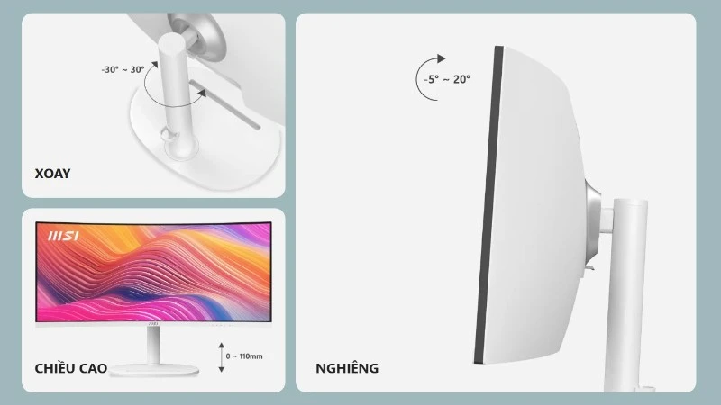 MSI MD342CQPW có công nghệ EyesErgo, chống nháy hình, giảm ánh sáng xanh. MSI MD342CQPW có công nghệ EyesErgo, chống nháy hình, giảm ánh sáng xanh.
