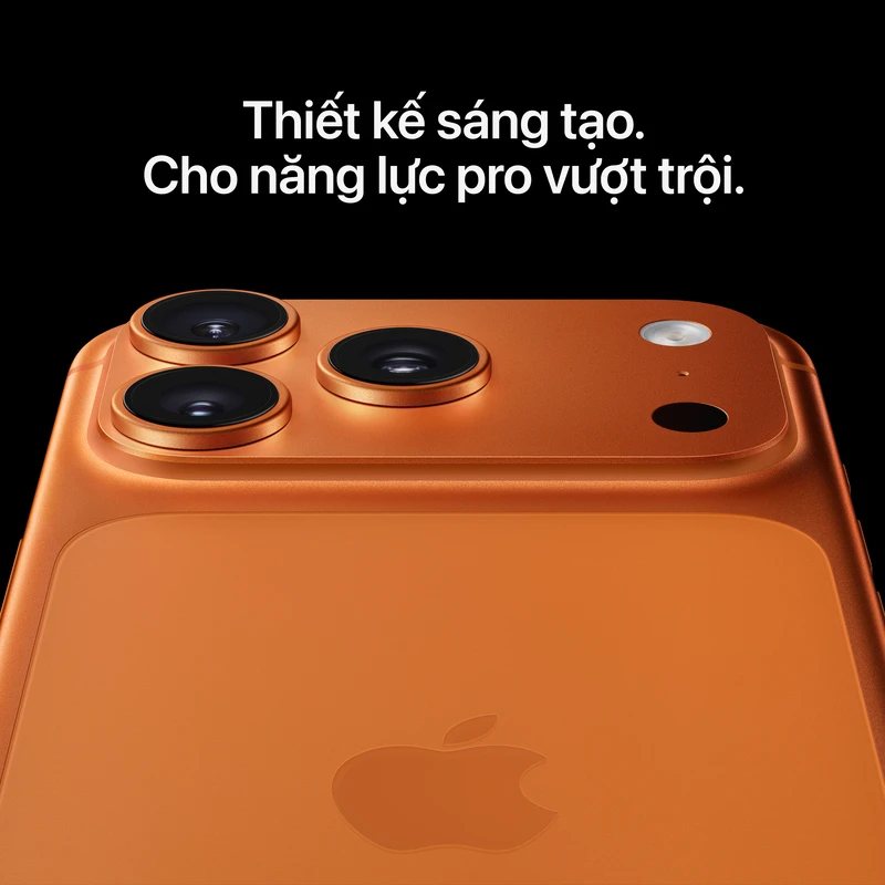 iPhone 17 Pro sở hữu thiết kế nhôm nguyên khối bền bỉ cùng khả năng chống nước/bụi chuẩn IP68 iPhone_17_Pro_Cosmic_Orange_PDP_Image_Position_5_Feature_Story__VN-VI