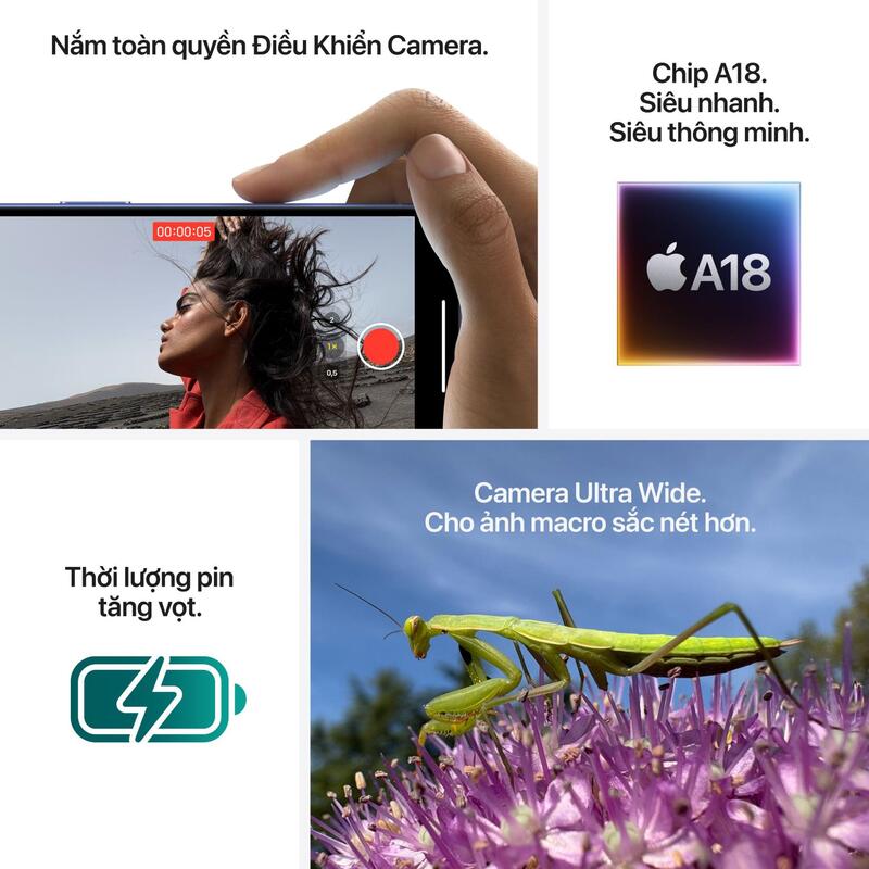 Dòng iPhone 16 sử dụng chip A18 (16e, 16, 16 Plus) và A18 Pro (16 Pro, 16 Pro Max) hỗ trợ Apple Intelligence