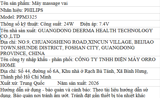 Máy Massage cổ vai gáy Philips PPM3522 - Chính hãng