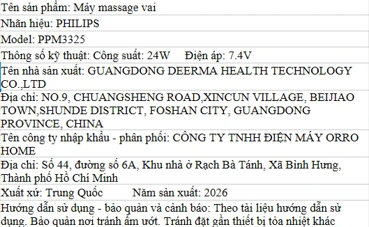 Máy Massage cổ vai gáy Philips PPM3522 - Chính hãng